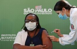 Minutes after health agency Anvisa approved the Sinovac vaccine on Sunday, Monica Calazans, a nurse in Sao Paulo, became the first person to be inoculated 