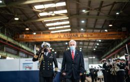 President Piñera headed the multipurpose vessel steel cutting ceremony at the Asmar shipyard