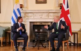 Prime Minister Boris Johnson with Uruguayan president Luis Lacalle Pou at 10 Downing Street