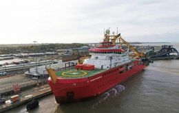 The 129m ship is due to leave again on 8 June for refitting work in Rosyth, Scotland, before being used for further trials on the Scottish coast. (Pic BAS)