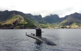 A Scorpene-class attack submarine was deployed on a fisheries-enforcement patrol in the Juan Fernandez Archipelago and further south. (Pic Chilean Navy)