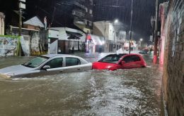 Cars sank into the temporary water flows throughout the provincial capital 