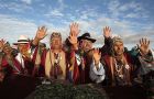 The Aymara people celebrating their ceremonies to the sun in the Bolivian highlands