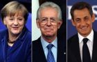 Merkel, Italian PM Monti and Sarkozy in Strasbourg