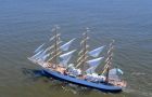 The tall ship with all its sails displayed and a huge Argentine flag left Ghana on Wednesday