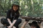 The Argentine president dressed in guerrila gear at the Cu Chi tunnels