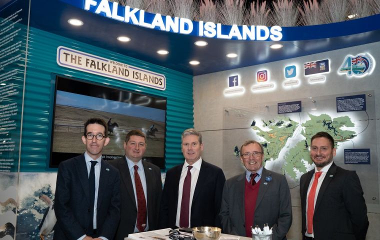 Richard Hyslop, head of FIGO, MLA Mark Pollard, Keir Starmer, MLA John Birmingham and Michael Betts, FIGO staff