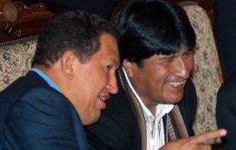Venezuelan President Hugo Chavez and his Bolivian counterpart Evo Morales