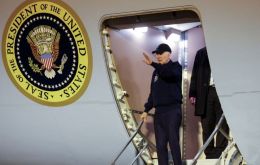 “I feel good,” said an unmasked Biden as he walked to Air Force One at Harry Reid International Airport
