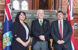 Visiting House Speaker Sir Lindsay Hoyle  with MLA Leona Roberts and MLA Mark Pollard