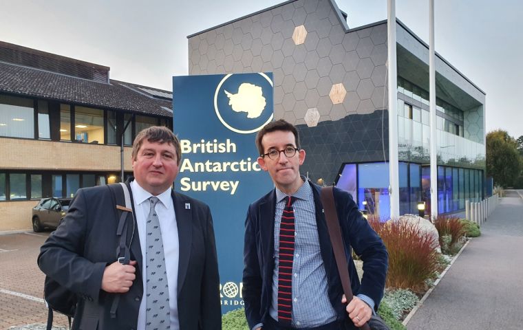 Falklands MLA Mark Pollard and FIG Office London Representative during a recent visit to BAS, closely linked to the Falklands