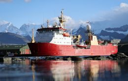 The Royal Ice Patrol, HMS Protector, during her joint cruise with the Canadian experts in the Sea Rider program  