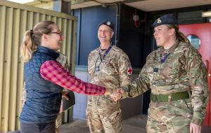 The Director of Overseas Bases congratulates personnel at MPC (Pic BFSAI)