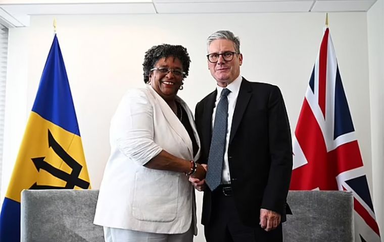 Barbados Prime Minister Mia Mottley meets PM Starmer. She is demanding the UK's debt to her country is £3.7 trillion.