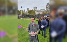 The Falkland Islands Government Representative, Richard Hyslop, at the opening of the Speaker’s Constituency Garden of Remembrance at the Houses of Parliament.