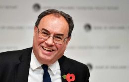 BOE Governor Andrew Bailey said the bank sees inflation rising by 0.5 percentage points, to hit a high of around 2.75% in 2025 before falling back to its 2% target. 