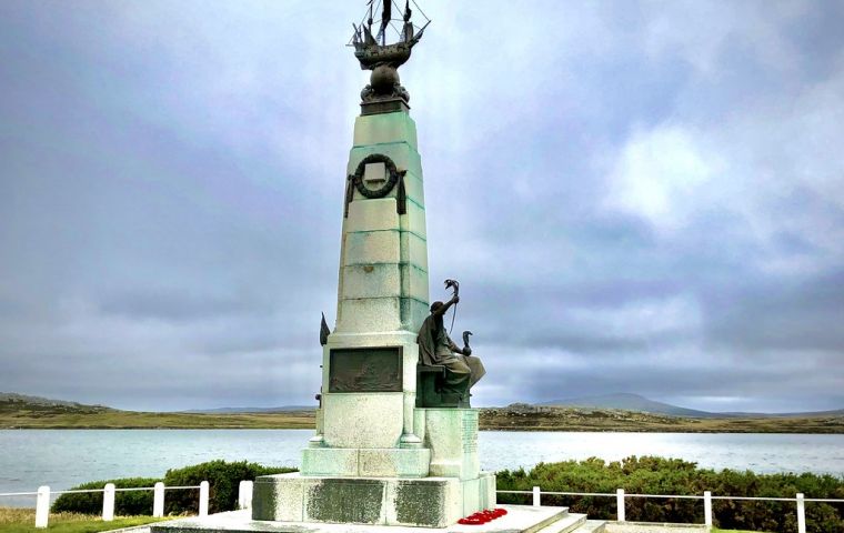 The Falklands naval Battle Memorial in Stanley on Ross Road  