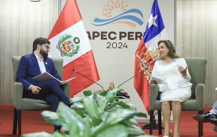 Boric and Boluarte met at a time when Chile and Peru celebrated 202 years of bilateral ties