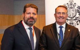 Gibraltar Chief Minister Fabian Picardo and former UK minister Sir Liam Fox, chairman of the Abraham Accords, make the announcement at the Rock 