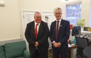 Shadow defense secretary James Cartlidge, who earlier this week met with MLA Roger Spink