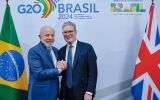 UK Prime Minister Starmer is received by President Lula da Silva on arrival at the G20 summit held in Rio do Janeiro