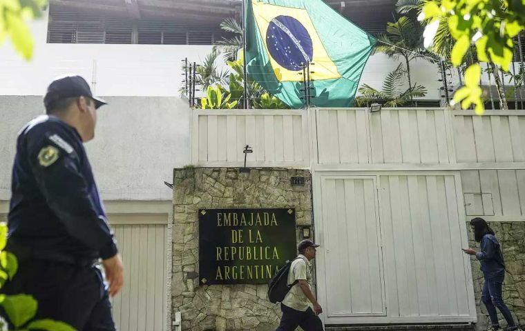 The premises now guarded by Brazil after the diplomatic breakup must be protected in accordance with international law, Buenos Aires insisted