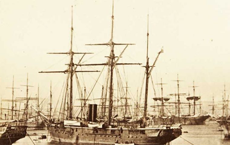 In 1876 the Chilean corvette Chacabuco with Governor of Magallanes Diego Dublé Almeyda visited the Falklands, returning with an amount of sheep, thus initiating the Patagonian sheep farming 