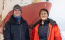 The researchers from the University of Portsmouth, Dr Keiron Roberts  and Dr Adele Julier, joined ice breaker HMS Protector for intensive weeks of scientific work (Pic Royal Navy)