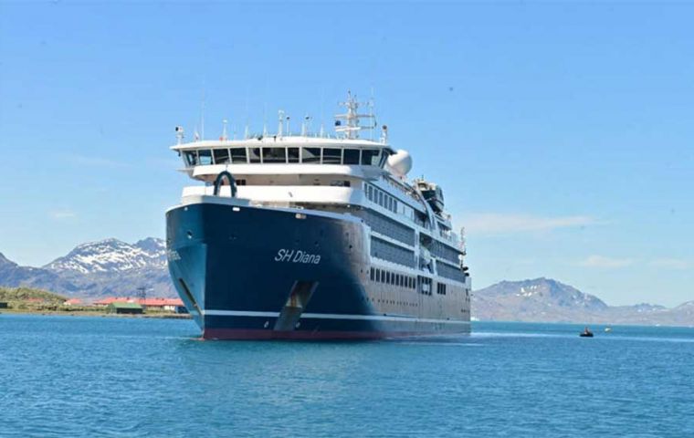 Swan Hellenic’s Diana suffered a shaft breakdown in one of two propellers, forcing the vessel to divert first to South Georgia and later Ushuaia