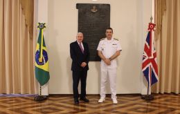 UK Defense Minister Lord Vernon Coaker with Brazilian Chief of the Navy Admiral Olsen in Rio