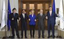 EC President Ursula von del Leyen with Mercosur leaders, Argentina’s Javier Milei; Uruguay’s Luis Lacalle Pou; Lula da Silva, Brazil and Paraguay’s Santiago Peña. 