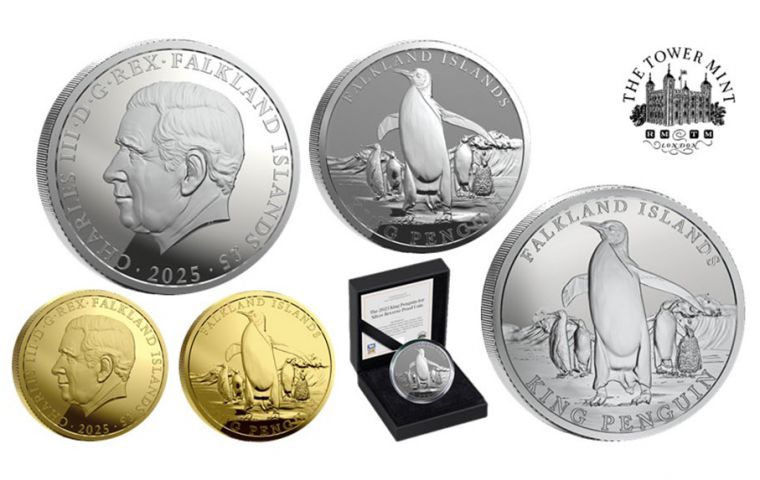 The coins will depict as its focal point one of the planet’s most unusual and unique species of bird, the King Penguin.