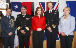 Baroness Chapman of Darlington with Admiral Jorge Castillo, Commander Mark Vartan, Ambassador de Sousa and military attaché Captain Liz Hutchson 