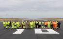 Resurfacing works on the runway at Mount Pleasant Complex complete ahead of schedule. MOD Crown Copyright.