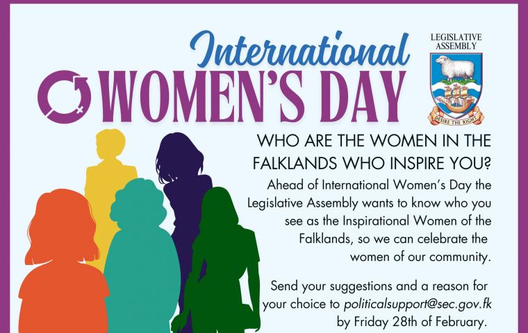 The poster inviting suggestions from the community on amazing Falklands’ women  