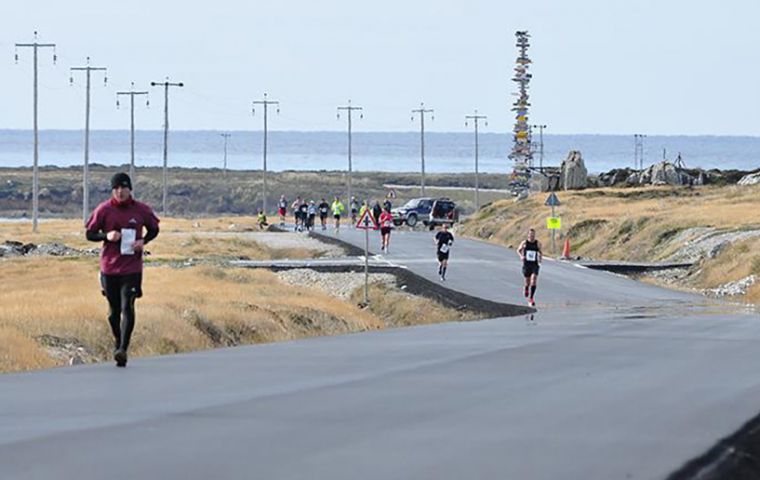 Many hours of sun and mild weather has been an opportunity for Falkland Islanders to practice sports and running 