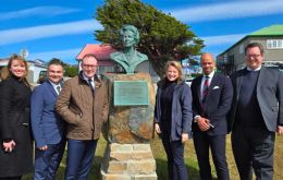 MPs from the UK Armed Forces Parliamentary scheme at the monument dedicated to Margaret Thatcher  