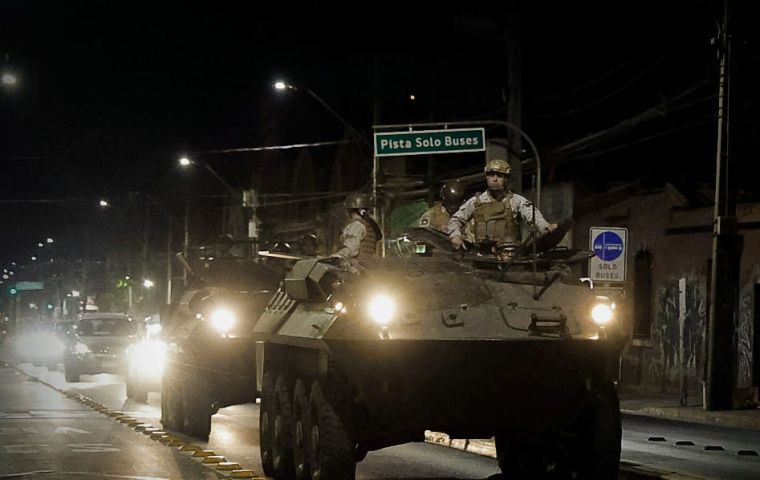 Troops were deployed during the power cut to enforce the curfew