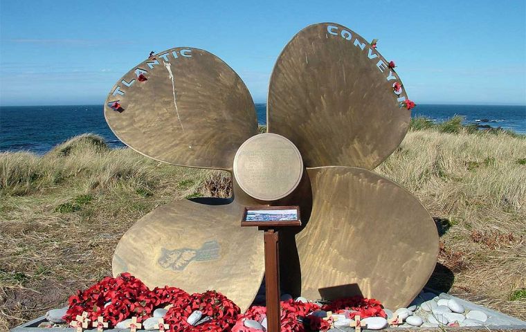 The Atlantic Conveyor Memorial in the Falkland Islands