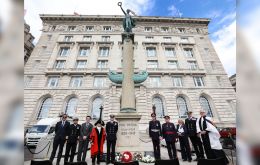 The FIG Representative, Richard Hyslop, at the Cunard War Memorial rededication service in Liverpool with other attendees and dignitaries. Photo: Tony Storey, Cruise Media Services