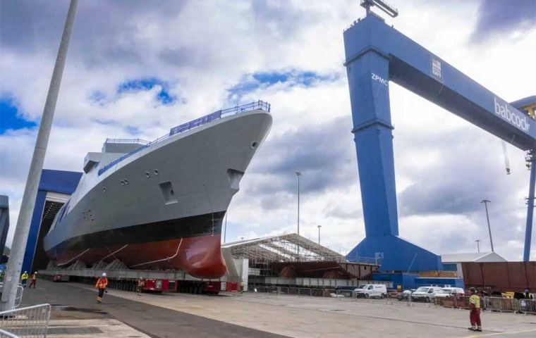 The ship is the first of five Type 31 frigates being built for the Royal Navy, part of a £10bn investment in the Fleet of tomorrow to replace the existing Type 23 flotilla.