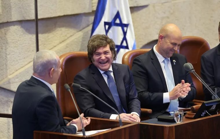 Milei was to depart for Buenos Aires Saturday after a series of engagements in Madrid, having left Israel only hours before its airspace was closed