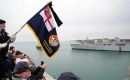 Veterans and members of the public gathered to send-off HMS Bristol (Pic MoD)