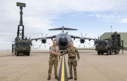 Brigadier Charlie Harmer, (right), the new Commander BFSAI and outgoing Brigadier Daniel Duff.(Pic BFSAI)