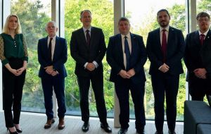 Advisor Emma Leigh Middleton, MLA Biggs, Commissioner to Canada, Rob Tinline, MLA Pollard and advisor Michael Goss  