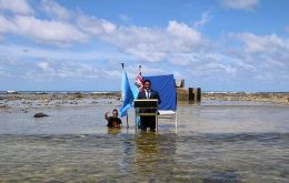 UN COP26 Glasgow was not a conventional statesman – he was Tuvalu’s Foreign Minister Simon Kofe, and he delivered a powerful message with his very presence in the encroaching waters. 