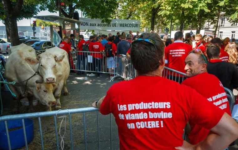 The demonstrators were reacting to statements from President Emmanuel Macron