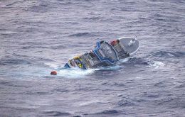Argos Georgia seriously lists before foundering (Photo by RAF)