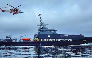 Falklands Fisheries Protection Vessel Lilibet which helped rescue some survivors  