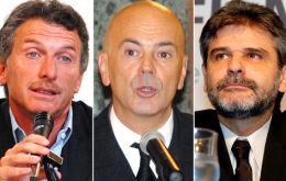 Candidates Mauricio Macri, Jorge Telerman and Daniel Filmus